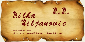 Milka Miljanović vizit kartica
